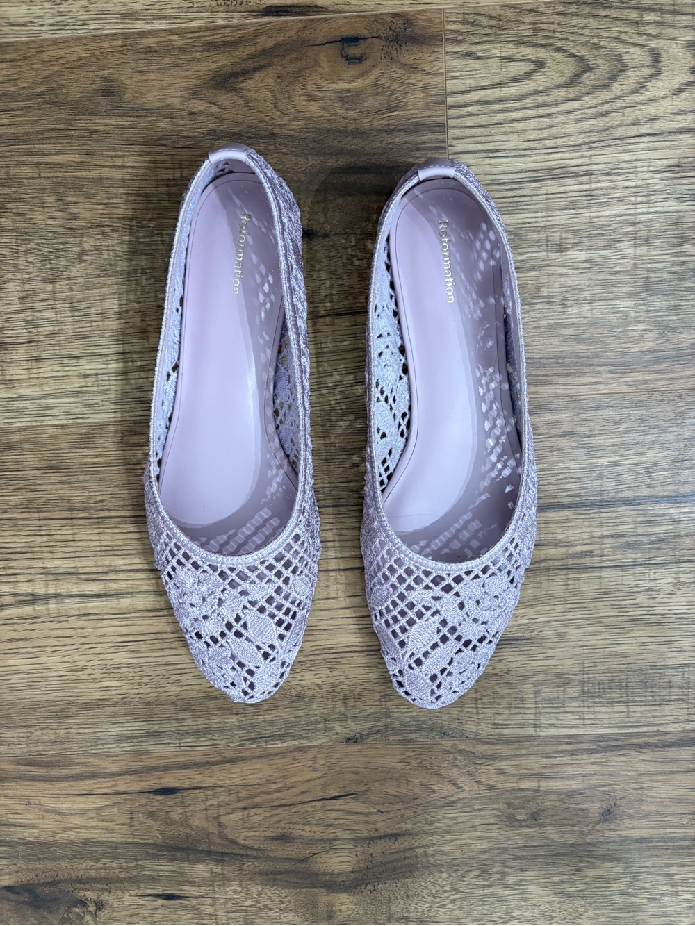 Reformation Pillar Flat Crochet Flats Pink/lilac US 9.5